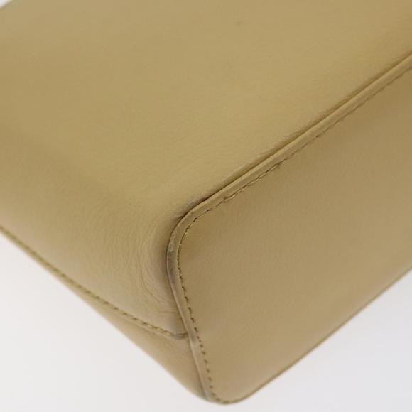 BURBERRY Shoulder Bag Leather Beige Gold Auth ep9244